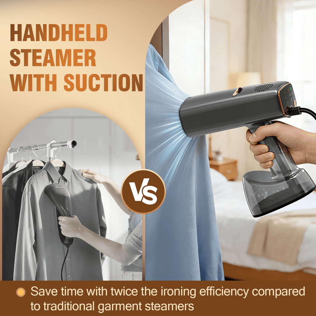 Loheer Vacuum Steamer for Clothes, 5000Pa Suction Handheld Clothes Steamer Multiple mode Portable Travel Steamers & Ironing 2 in 1 & 440ml Water Tank