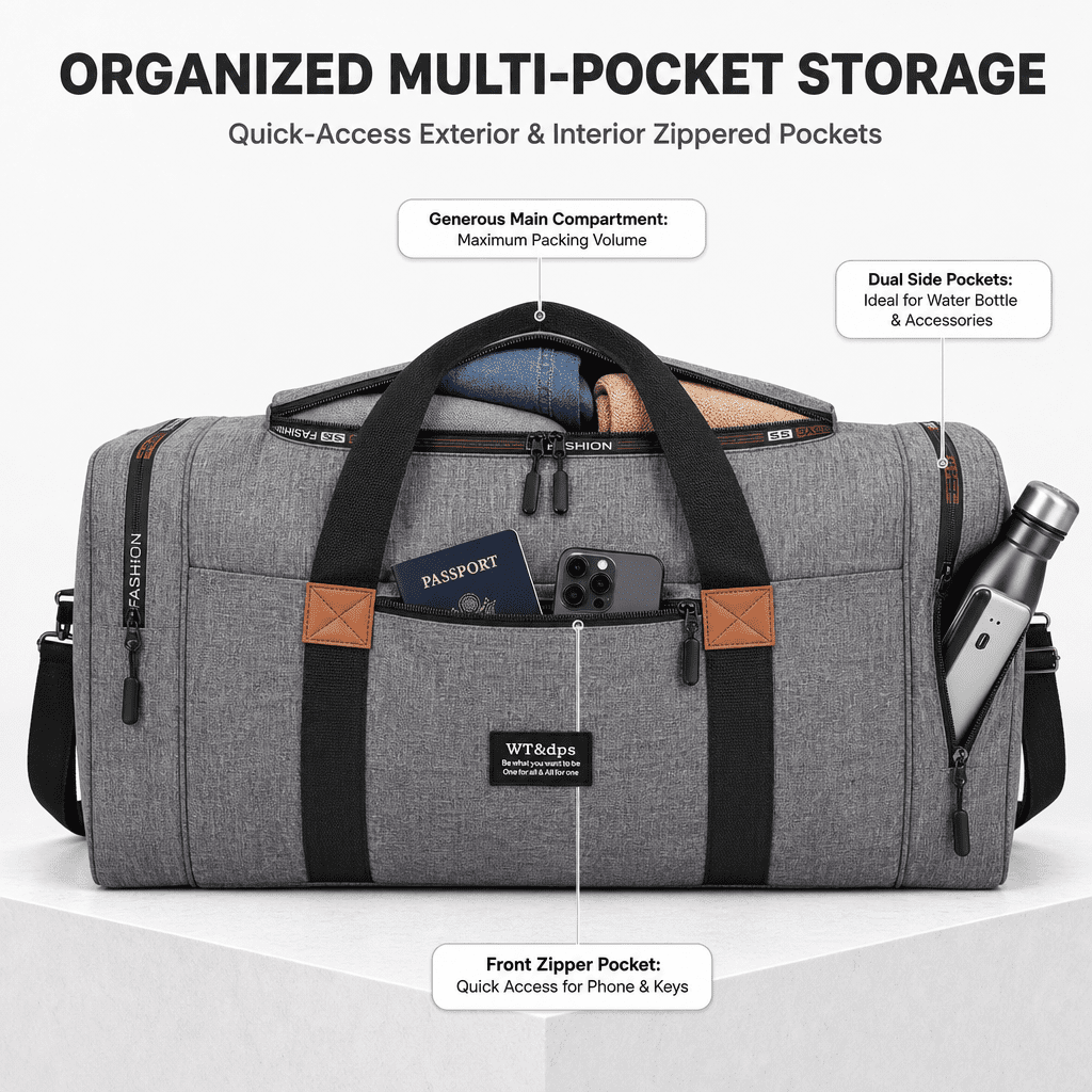 YTAKY Travel Bag Spacious 65L Oxford Fabric Duffel Bag, Water Resistant Carry On Luggage with Reinforced Handles, Ideal for Gym, Sports, Weekend Trips & Short Vacations for Men and Wo