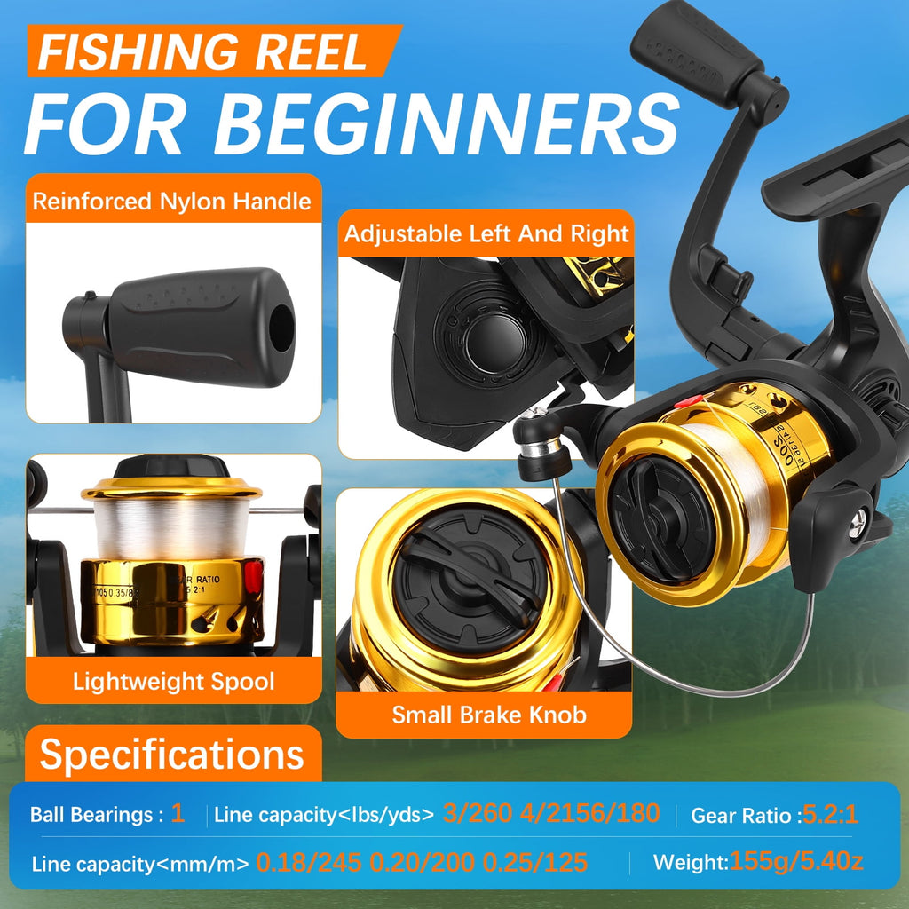 YTAKY Fishing Poles, 102 pcs Lure Kit , Fishing Poles Combo Set , 2 Telescopic Fishing Poles (5.9ft & 6.9ft) Casting Rod with Spincast Reel, Hooks, Lures, Swivels & Carry Bag