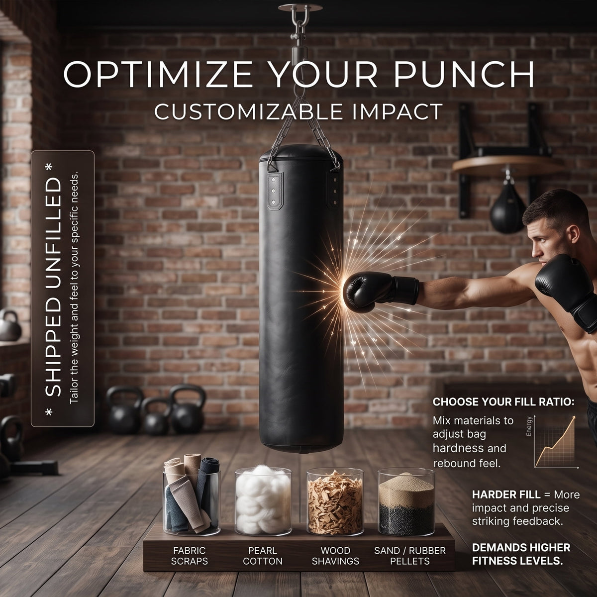 EZBY Punching Bag (Unfilled) for Adults, 4FT PU Leather Boxing Bag Set with Hanging Chain and Hardware Hooks for MMA, Kickboxing and Home Gym