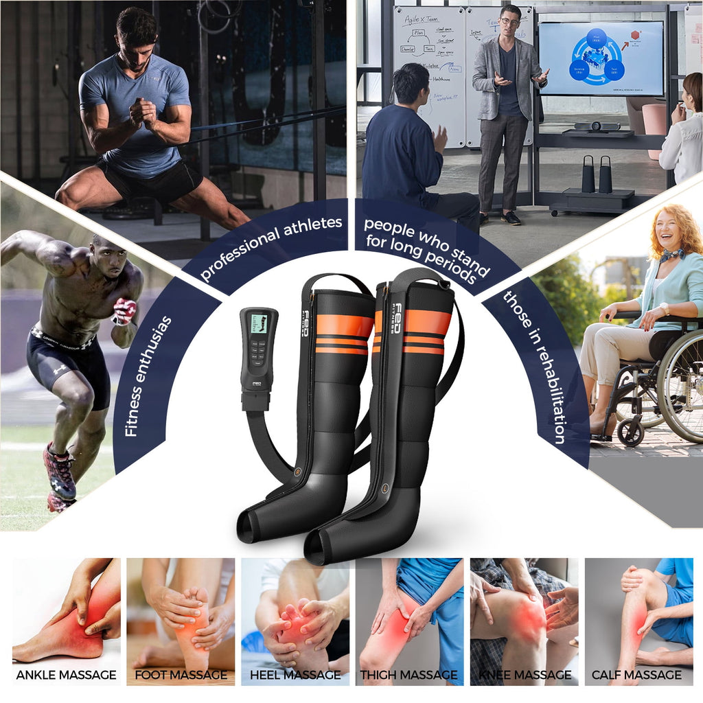FED Fitness Compression Boots, 6 Modes & 13 Levels , 3 Timing&Heat, 5 Airbags 360° Coverage, Adjustable with Washable Liner for Leg Massage, m Size